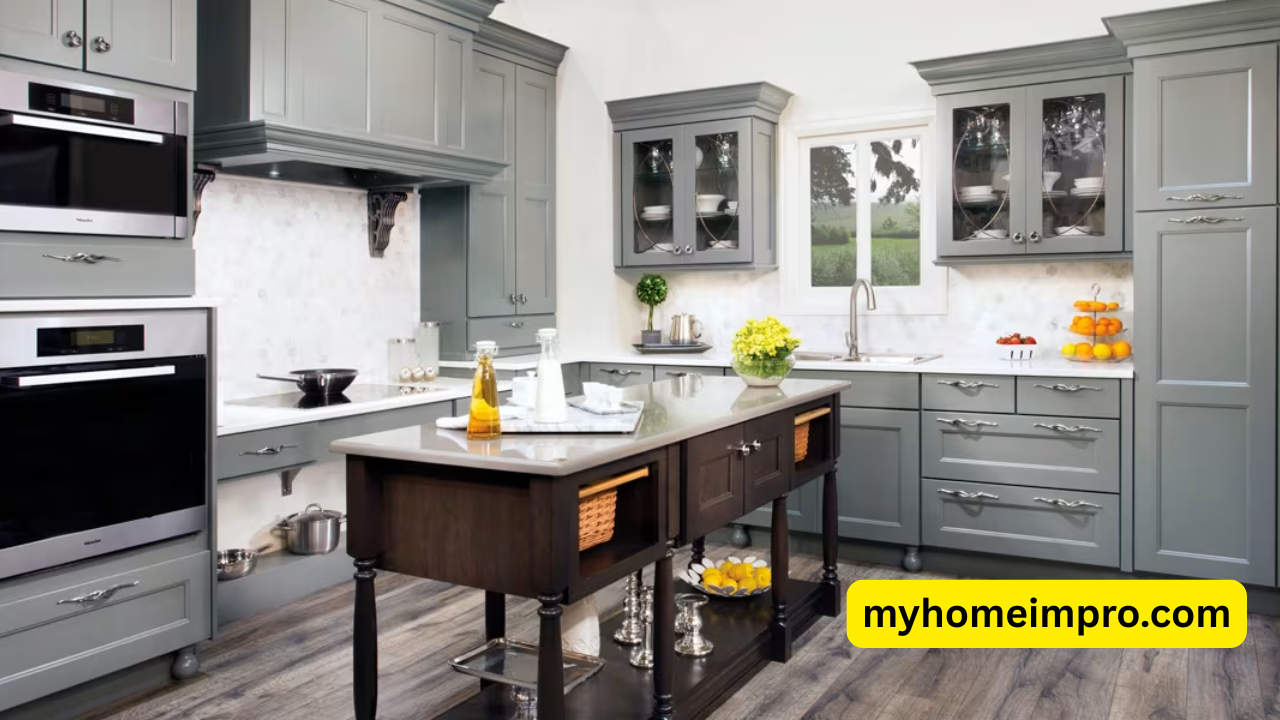 Modern kitchen cabinets showcasing a mix of matte, glossy, and wood finishes