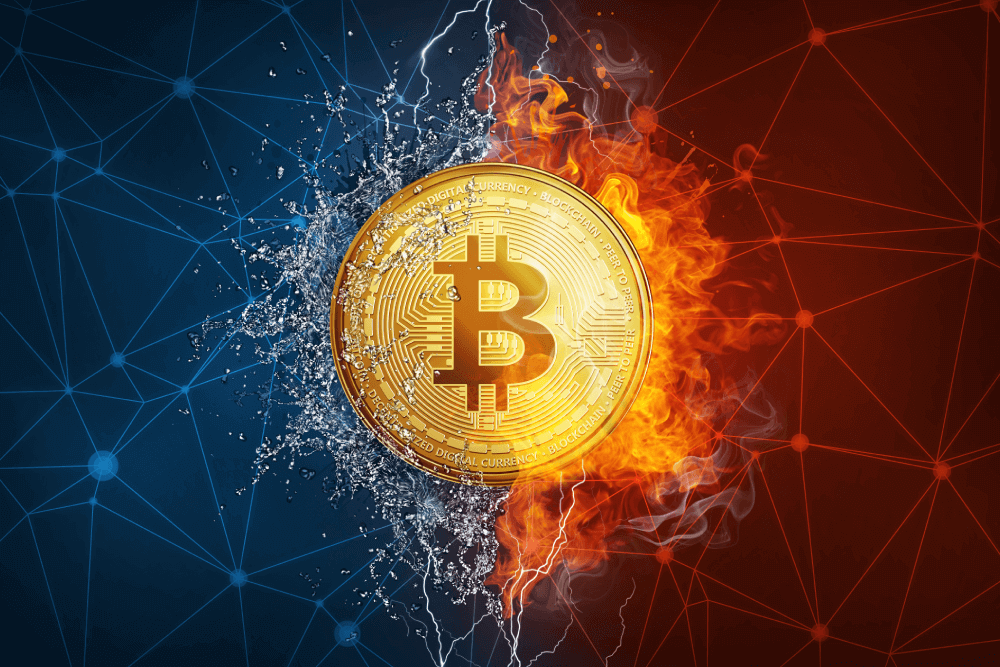 Visual comparison of blockchain vs bitcoin technology