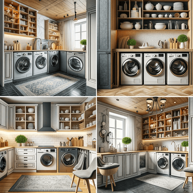 washer and dryer in kitchen ideas