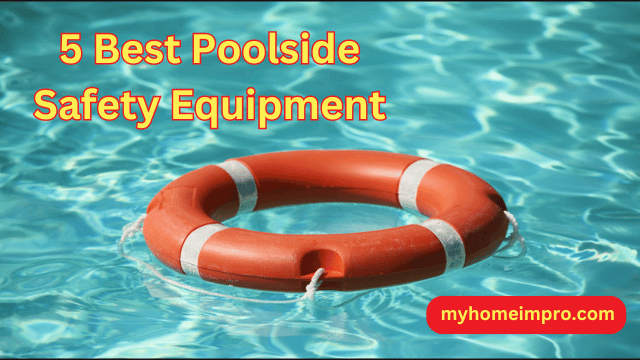 Poolside safety equipment including life rings and floatation devices