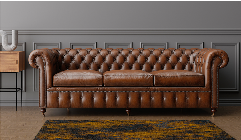 Premium leather lounge sofa in a modern living room showcasing durability and timeless style